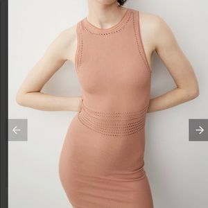 Zara nude openwork ribbed bodycon countour dress size m/l